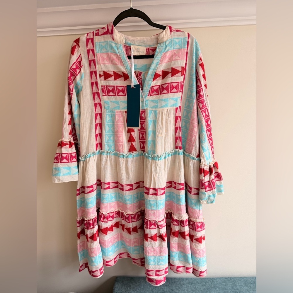 Quadalupe design Catalina Short Dress Pink/Blue size L - Picture 2 of 6